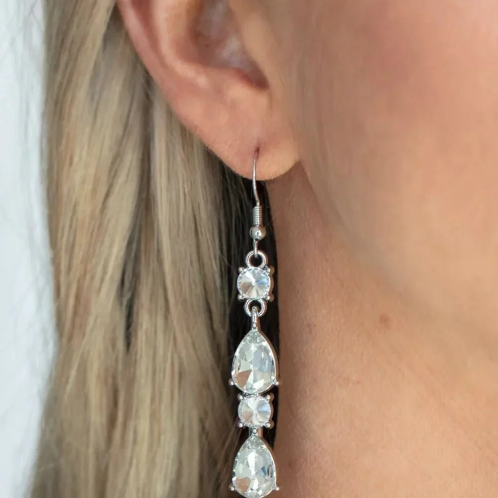 Paparazzi Jewelry - Raise Your Glass to Glamorous - White Earrings - Vintage